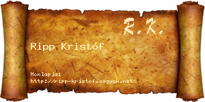 Ripp Kristóf névjegykártya